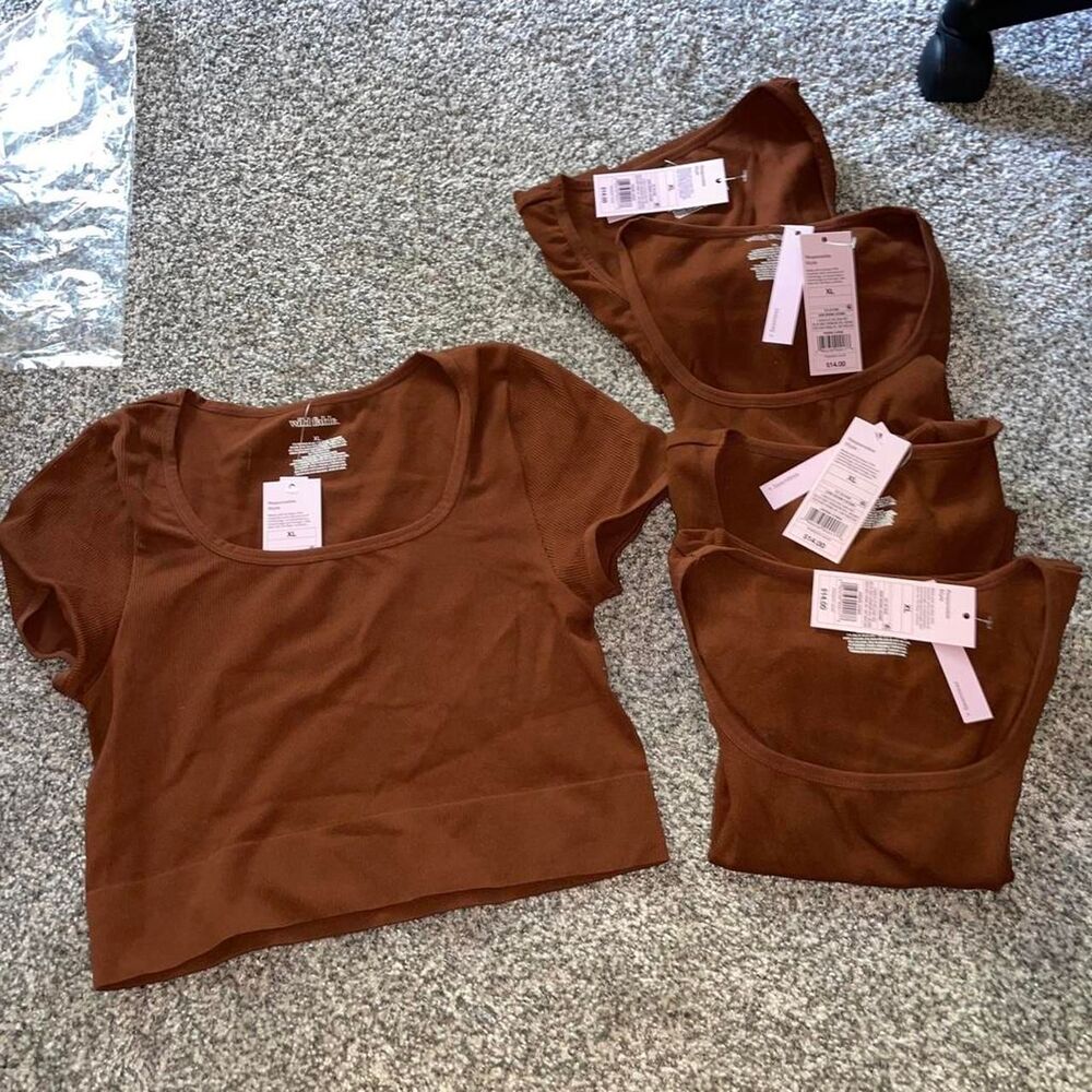 Wild-fable Women's Brown and Orange Crop-top